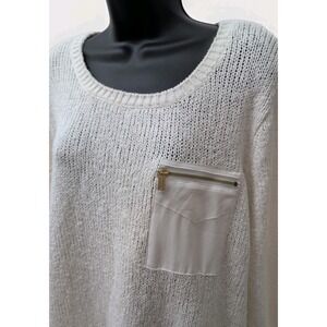 Jones New York Woman Ivory Cable Knit Pocket Sweater Resort‎ 2017 Size 2X NWT